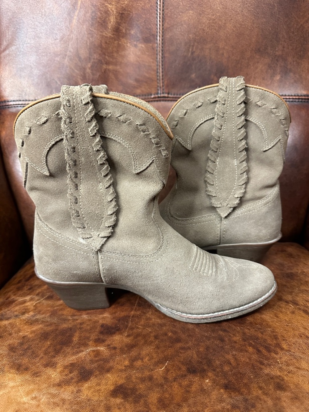 Ariat Taupe Suede Western Heeled Boots